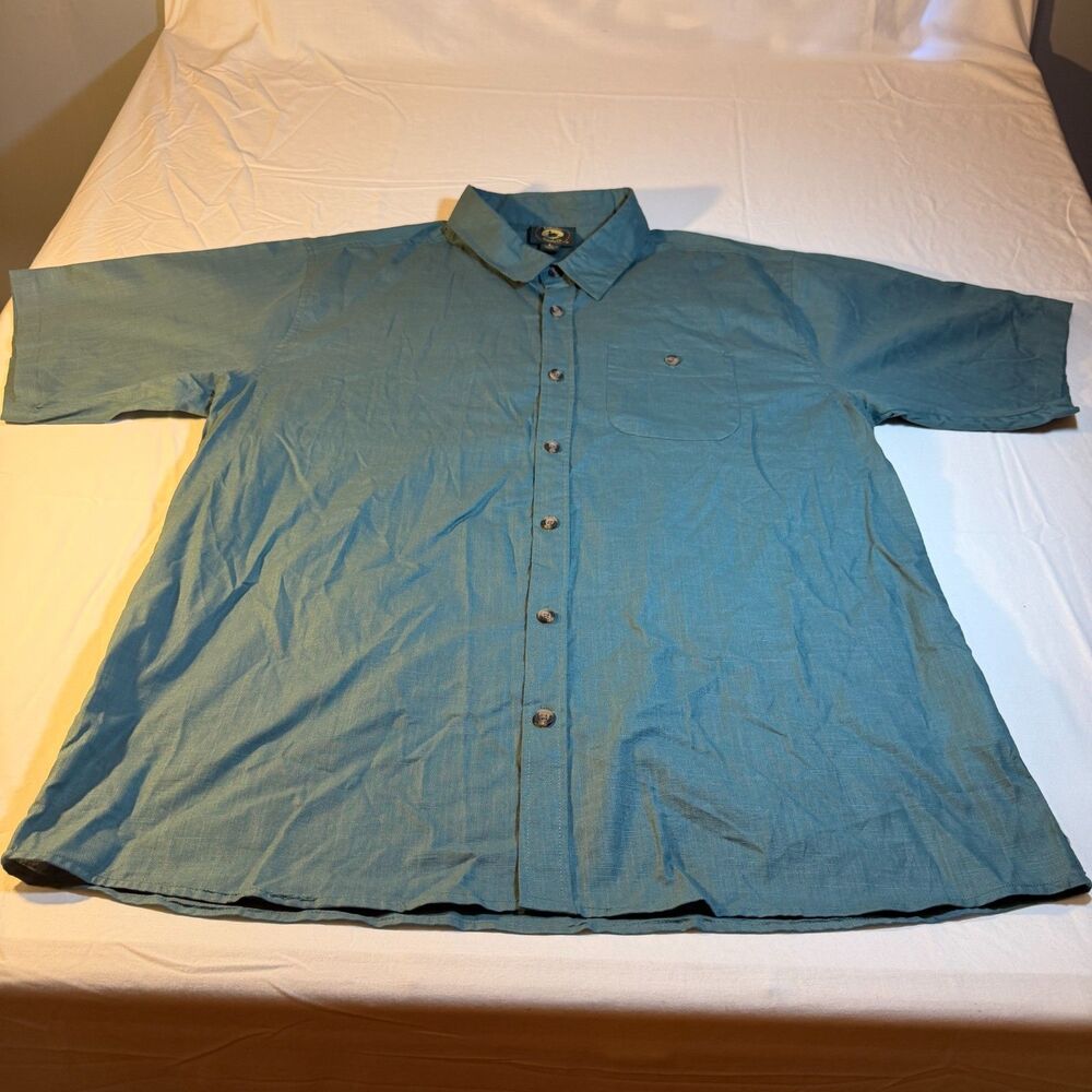 Still Water Supply Co. Short Sleeve Button Up Men Blue Cotton Casual Hiking
